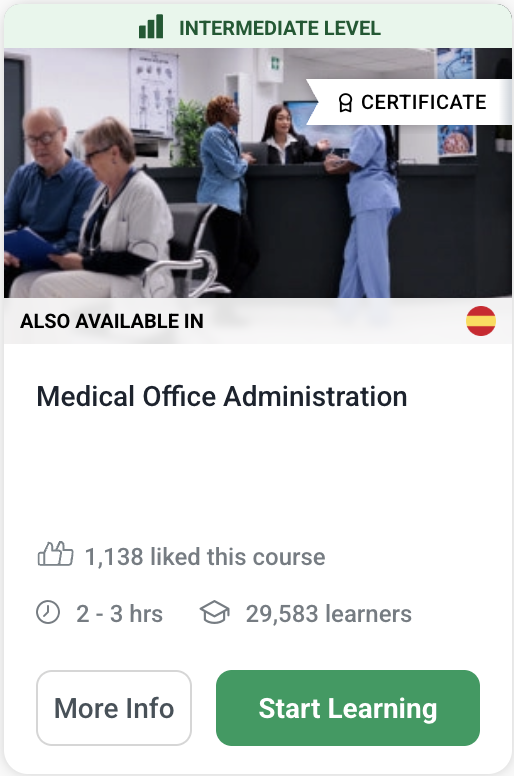 Alison course card for Medical Office Administration
